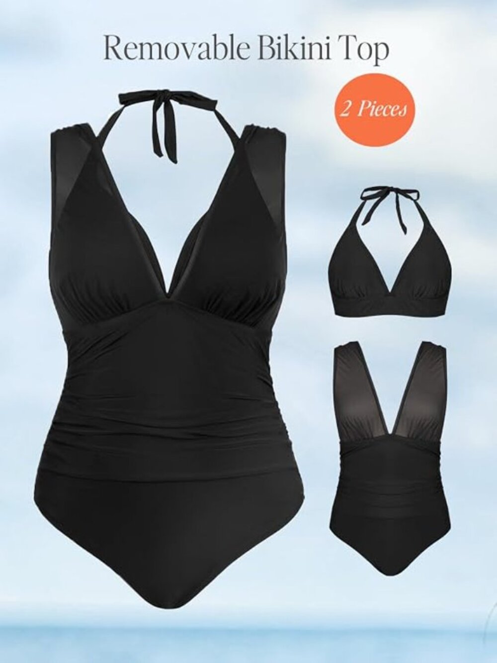 CUPSHE Plus Size Swimsuit One Piece Bathing Suit with Removable Bikini Top